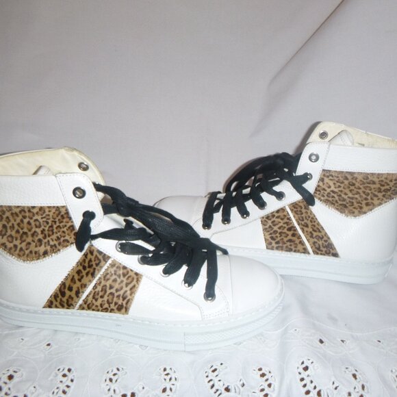 Amiri " Sunset" Leopard Accent Women's Leather Sneakers Size 38- Italy - Picture 1 of 8
